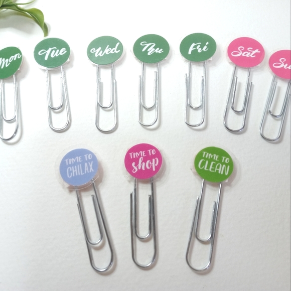 Weekdays Sticker Paper Clips, Woman Bookmark Paper Clips, Planner Accessory. - Picture 2 of 4